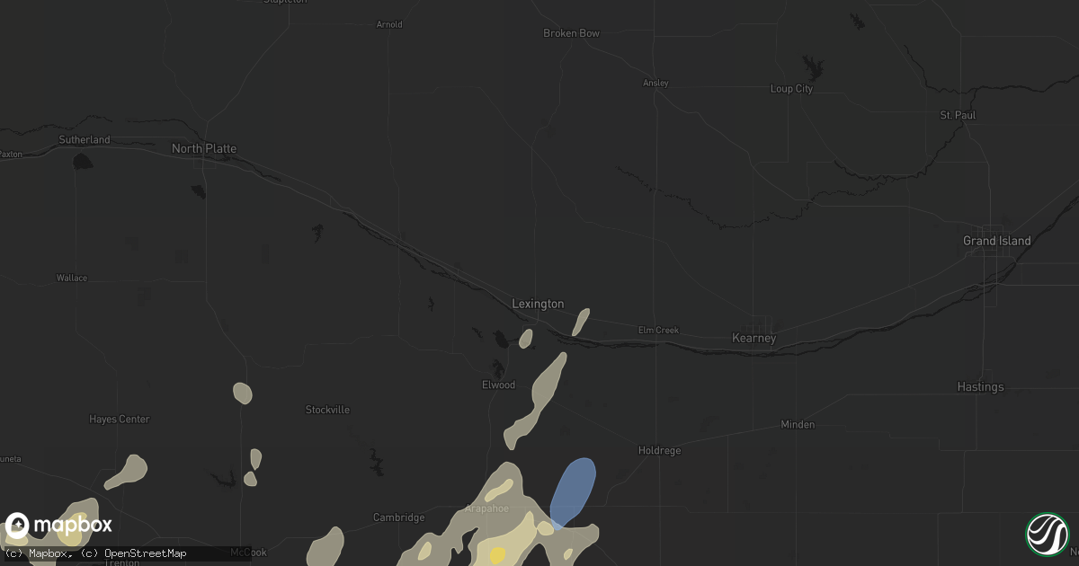 Hail map in Lexington, NE on May 29, 2026