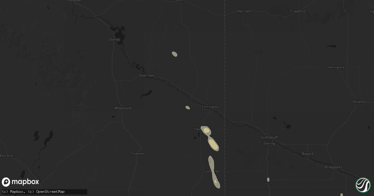 Hail map in Lingle, WY on May 29, 2026