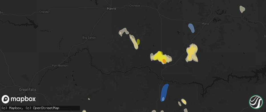 Hail map in Lloyd, MT on May 29, 2026