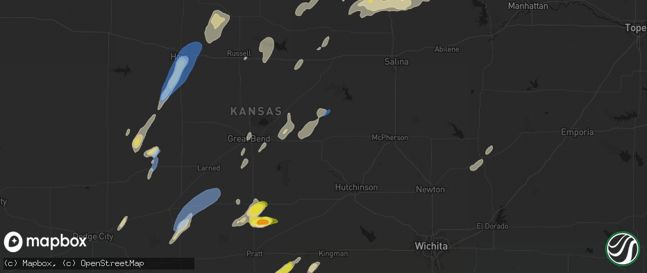 Hail map in Lyons, KS on May 29, 2026