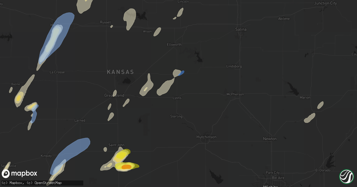 Hail map in Lyons, KS on May 29, 2026