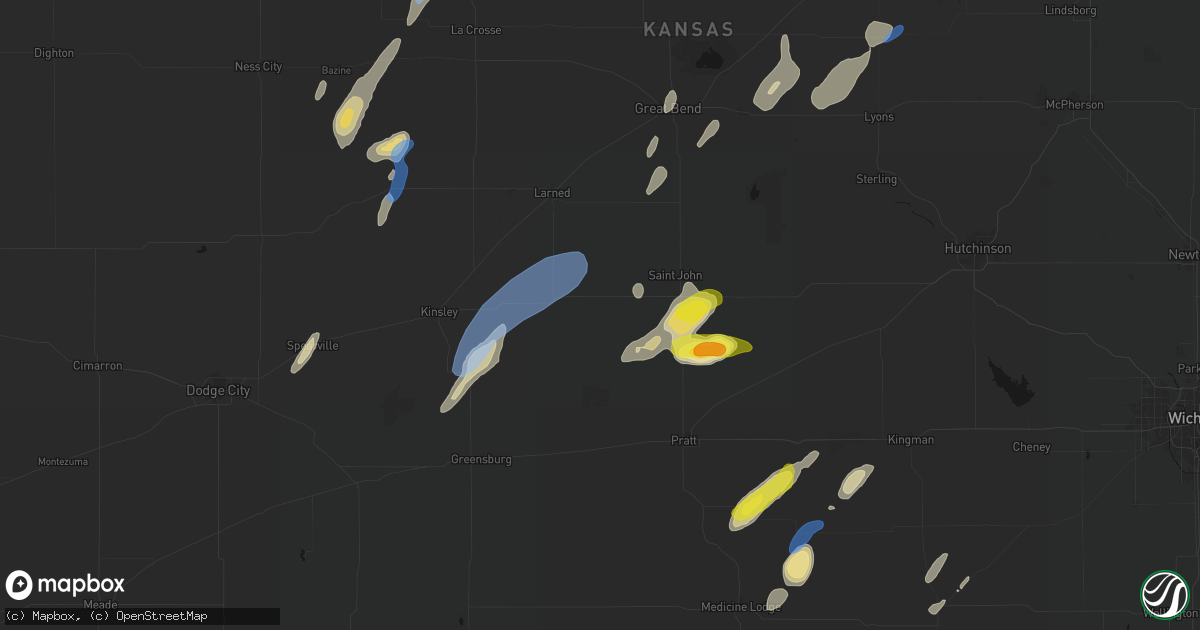 Hail map in Macksville, KS on May 29, 2026