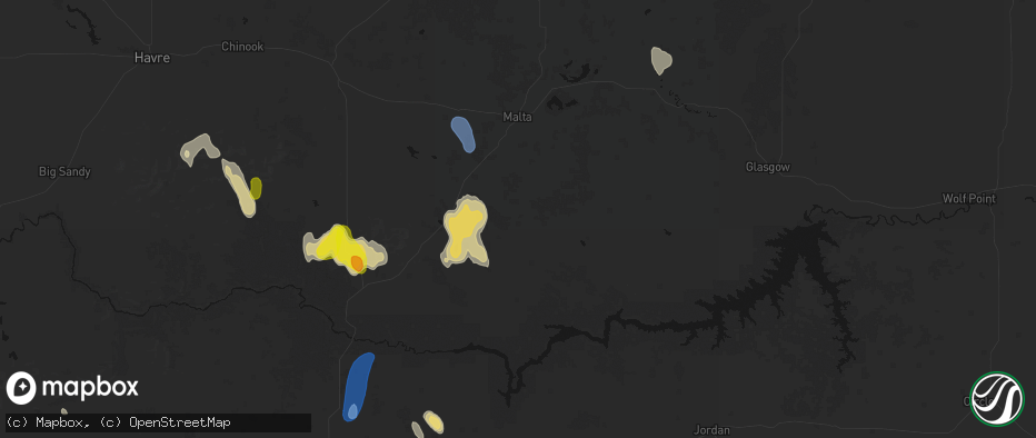 Hail map in Malta, MT on May 29, 2026