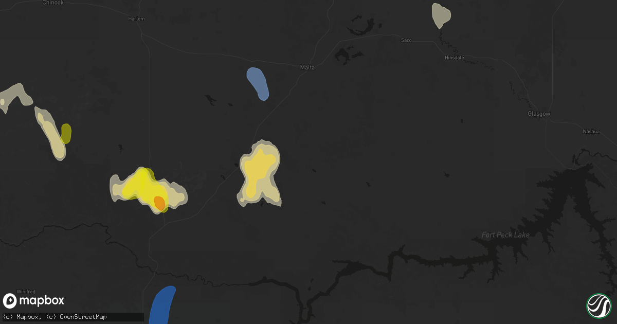 Hail map in Malta, MT on May 29, 2026