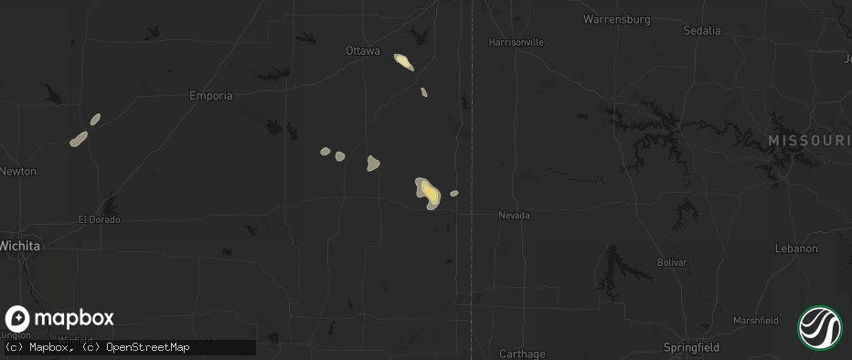 Hail map in Mapleton, KS on May 29, 2026