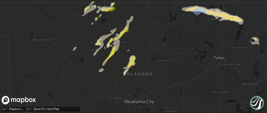 Hail map in Marshall, OK on May 29, 2026