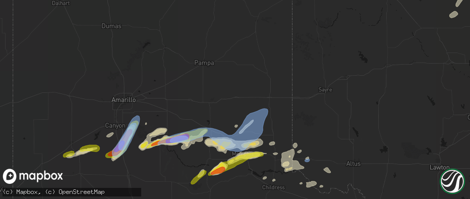 Hail map in Mclean, TX on May 29, 2026