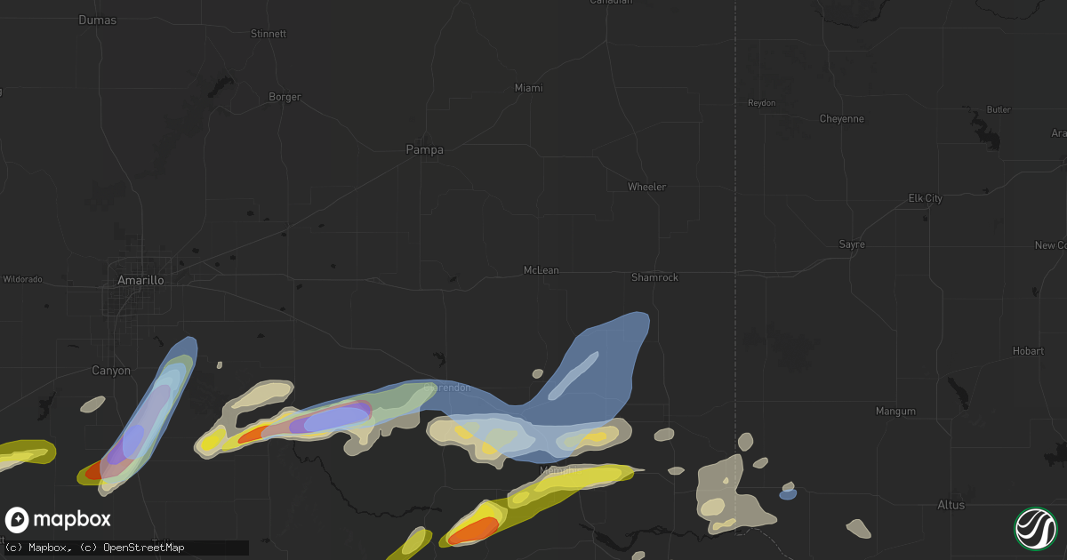Hail map in Mclean, TX on May 29, 2026