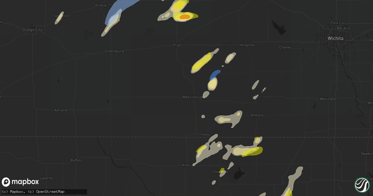 Hail map in Medicine Lodge, KS on May 29, 2026
