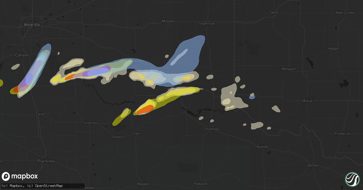 Hail map in Memphis, TX on May 29, 2026
