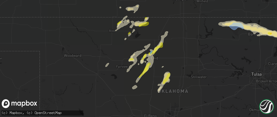 Hail map in Meno, OK on May 29, 2026