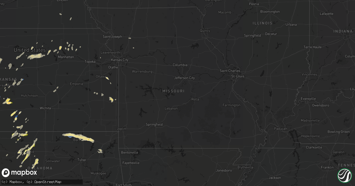 Hail map in Missouri on May 29, 2026