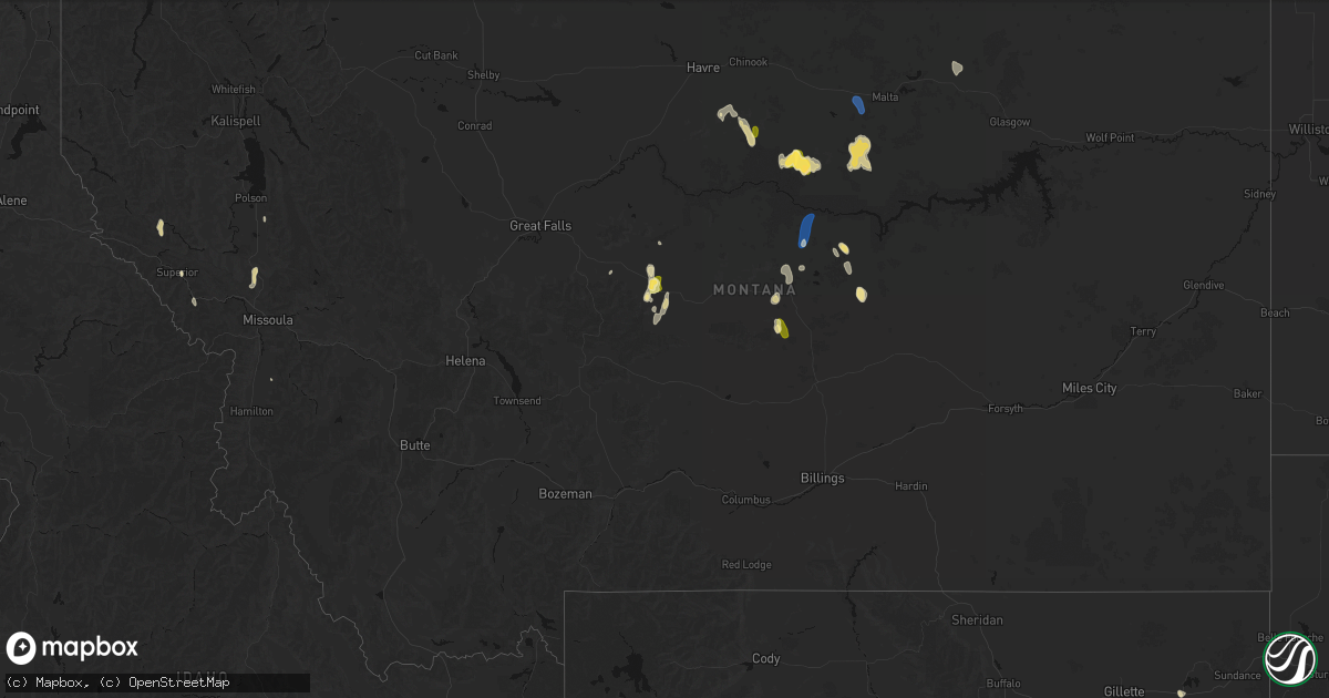 Hail map in Montana on May 29, 2026