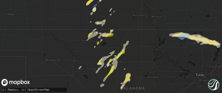 Hail map in Nash, OK on May 29, 2026