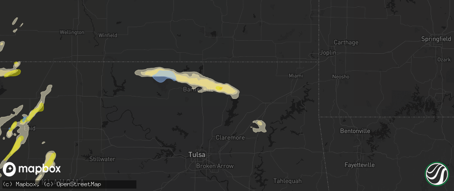 Hail map in Nowata, OK on May 29, 2026