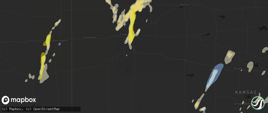 Hail map in Oakley, KS on May 29, 2026
