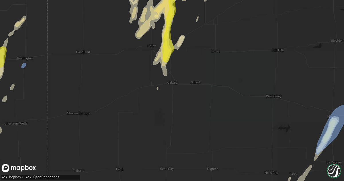 Hail map in Oakley, KS on May 29, 2026