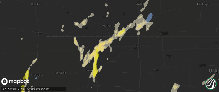 Hail map in Oberlin, KS on May 29, 2026