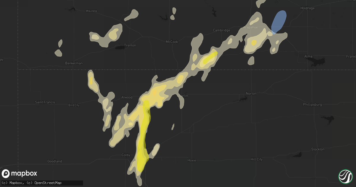Hail map in Oberlin, KS on May 29, 2026