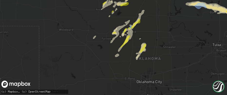 Hail map in Okeene, OK on May 29, 2026