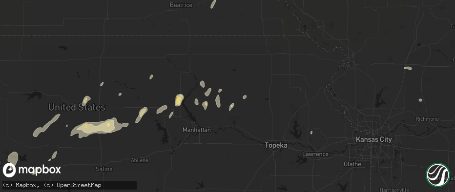 Hail map in Onaga, KS on May 29, 2026