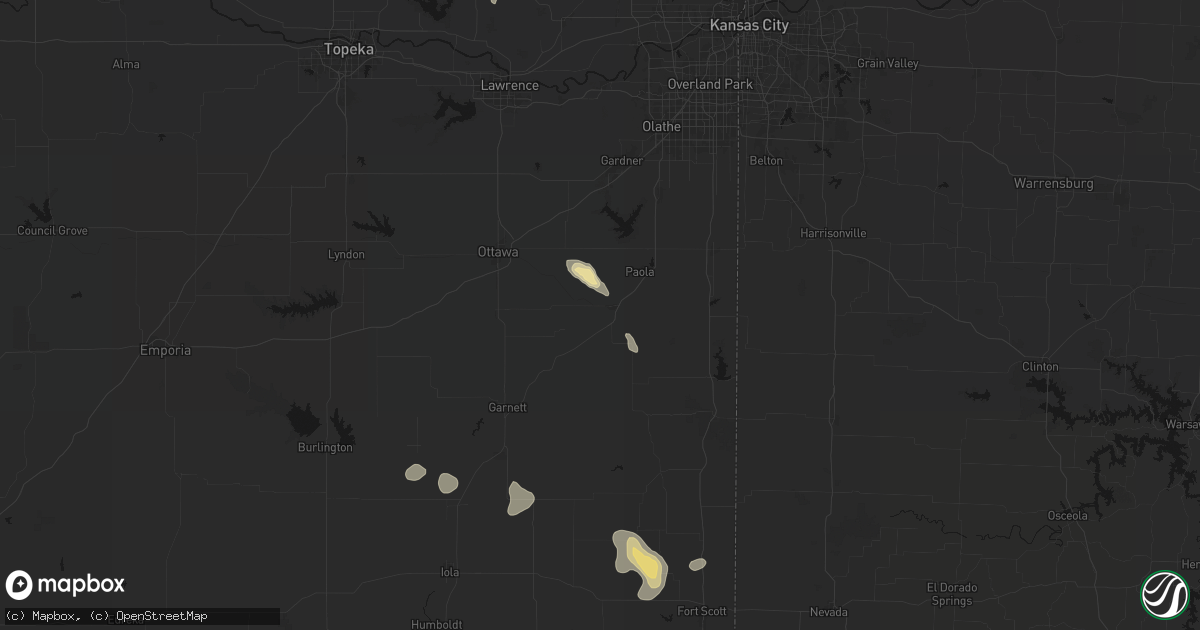 Hail map in Osawatomie, KS on May 29, 2026