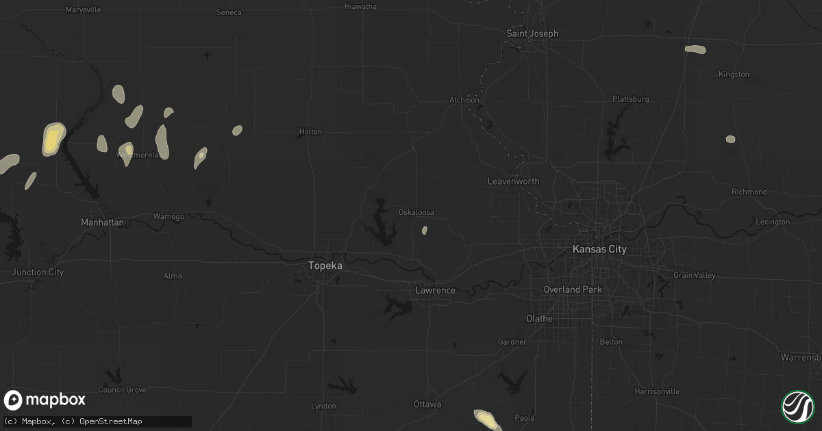 Hail map in Oskaloosa, KS on May 29, 2026