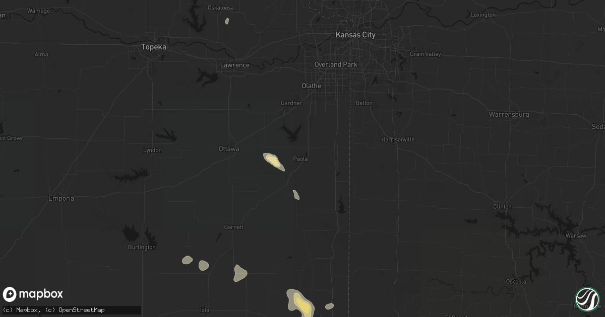 Hail map in Paola, KS on May 29, 2026