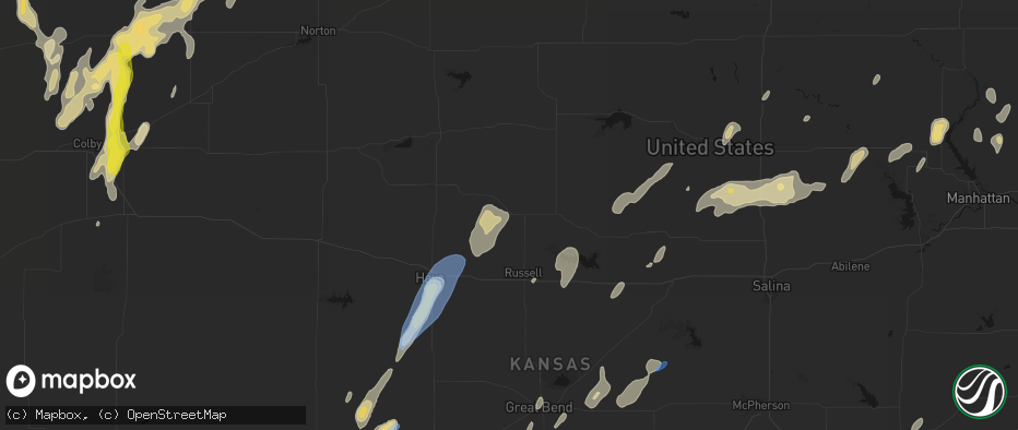 Hail map in Paradise, KS on May 29, 2026