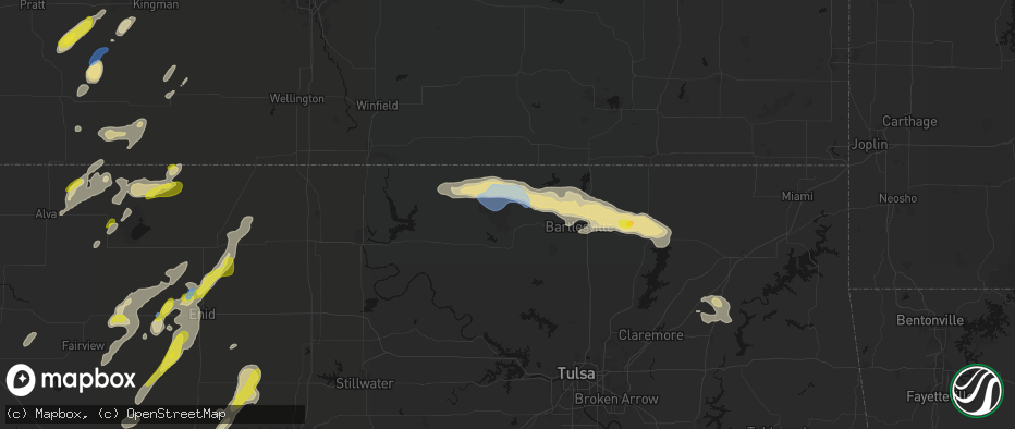 Hail map in Pawhuska, OK on May 29, 2026