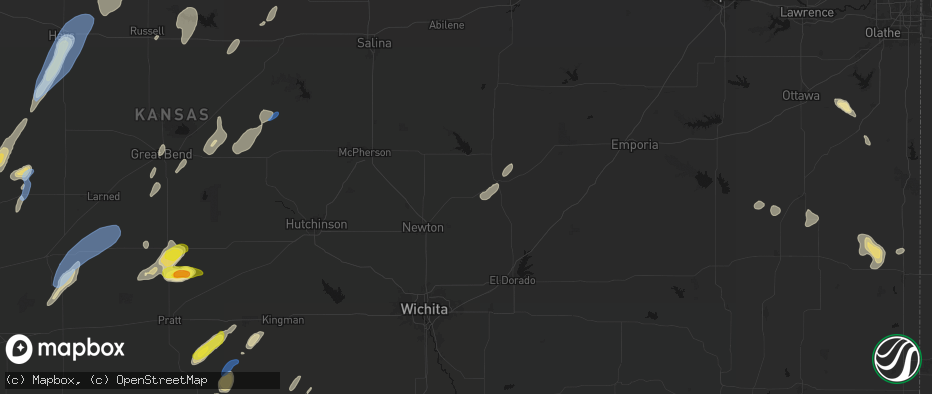 Hail map in Peabody, KS on May 29, 2026