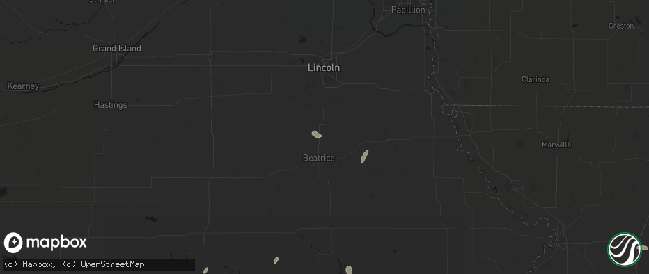 Hail map in Pickrell, NE on May 29, 2026
