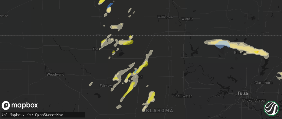 Hail map in Pond Creek, OK on May 29, 2026