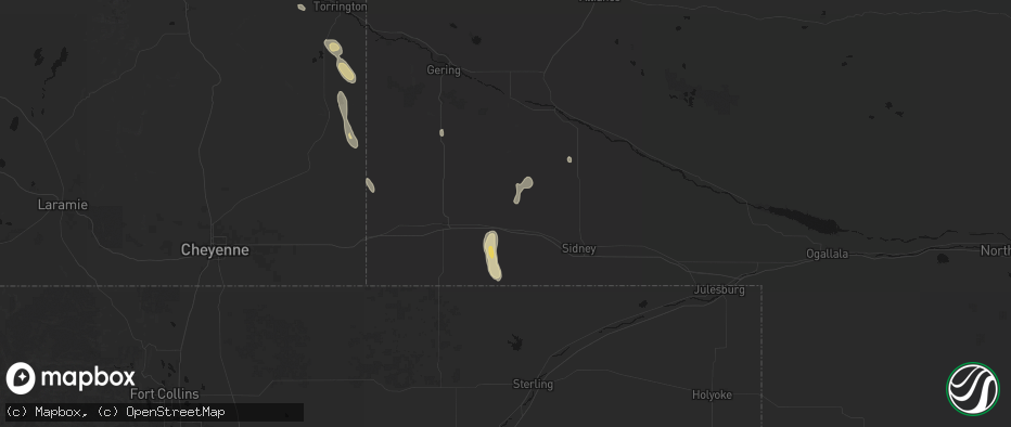 Hail map in Potter, NE on May 29, 2026