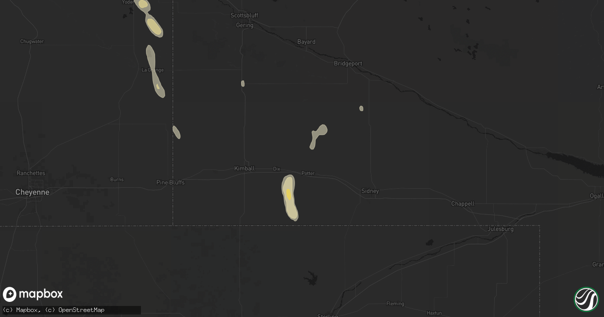Hail map in Potter, NE on May 29, 2026