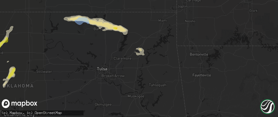 Hail map in Pryor, OK on May 29, 2026