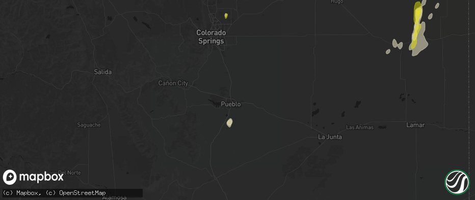 Hail map in Pueblo, CO on May 29, 2026