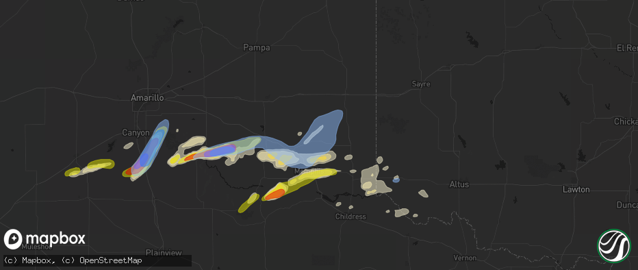Hail map in Quail, TX on May 29, 2026