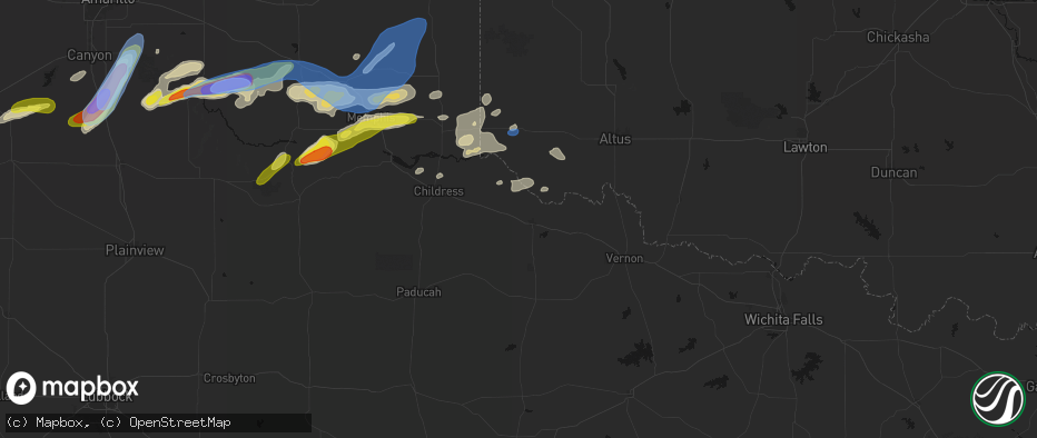 Hail map in Quanah, TX on May 29, 2026