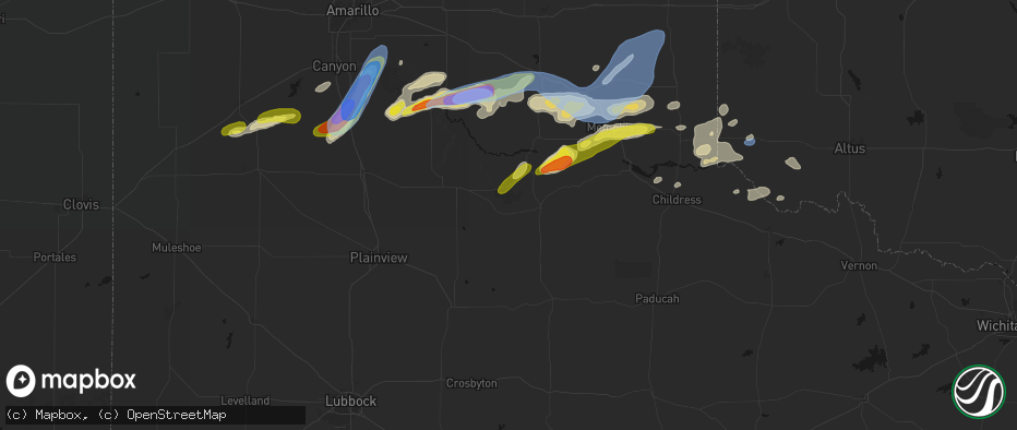 Hail map in Quitaque, TX on May 29, 2026