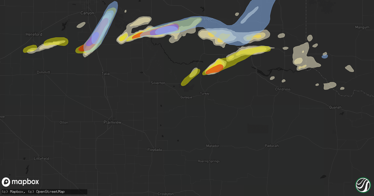 Hail map in Quitaque, TX on May 29, 2026