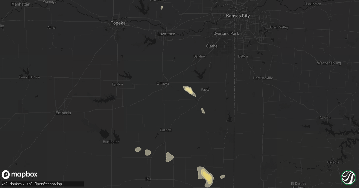 Hail map in Rantoul, KS on May 29, 2026