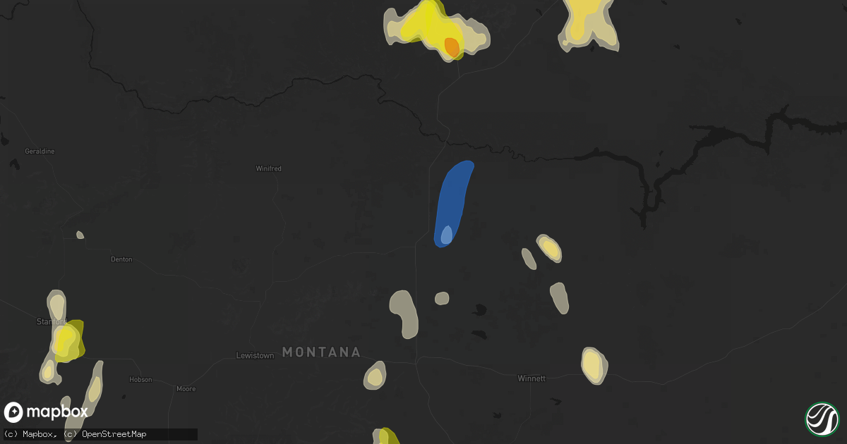 Hail map in Roy, MT on May 29, 2026