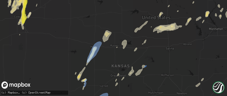 Hail map in Russell, KS on May 29, 2026