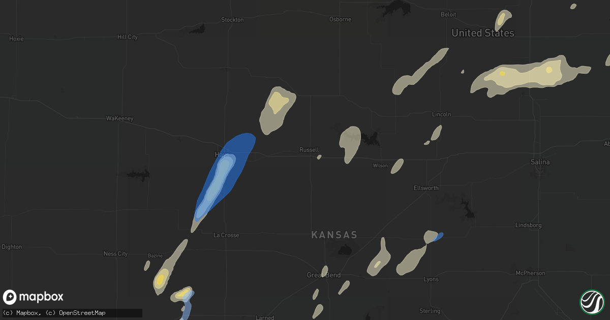 Hail map in Russell, KS on May 29, 2026