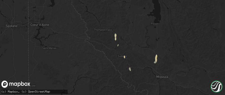 Hail map in Saint Regis, MT on May 29, 2026