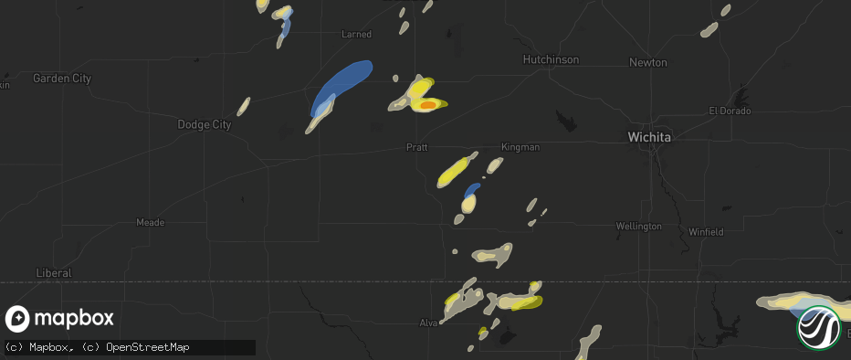 Hail map in Sawyer, KS on May 29, 2026