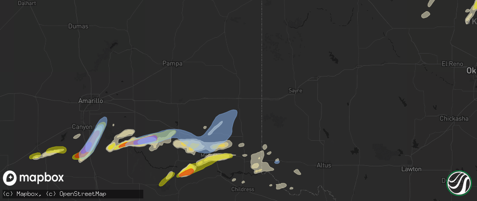 Hail map in Shamrock, TX on May 29, 2026