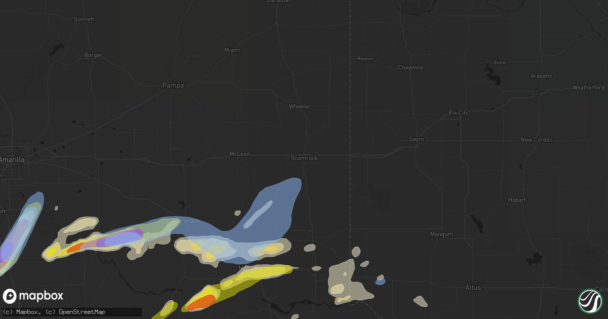 Hail map in Shamrock, TX on May 29, 2026