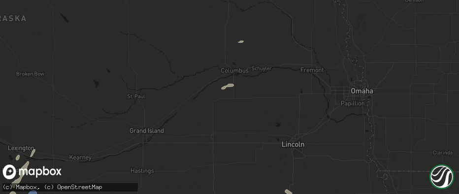 Hail map in Shelby, NE on May 29, 2026